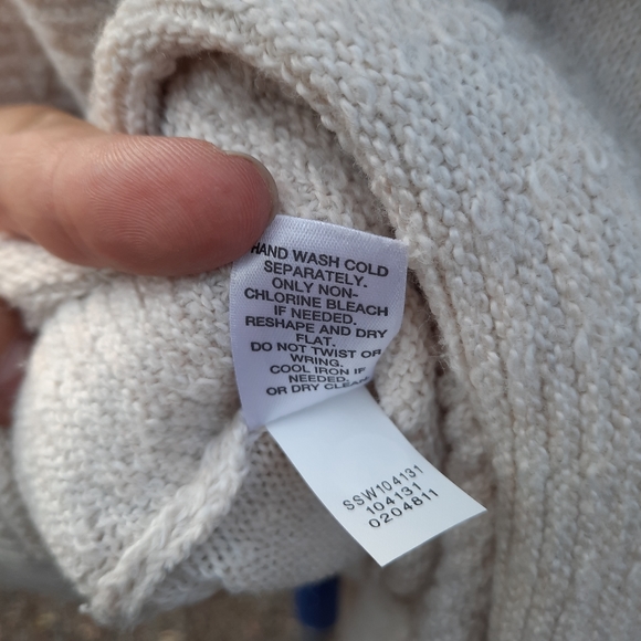 J. Jill Raglan Long Sleeve Waffle Contrast Super Soft Sweater Longline Tan - Picture 9 of 11